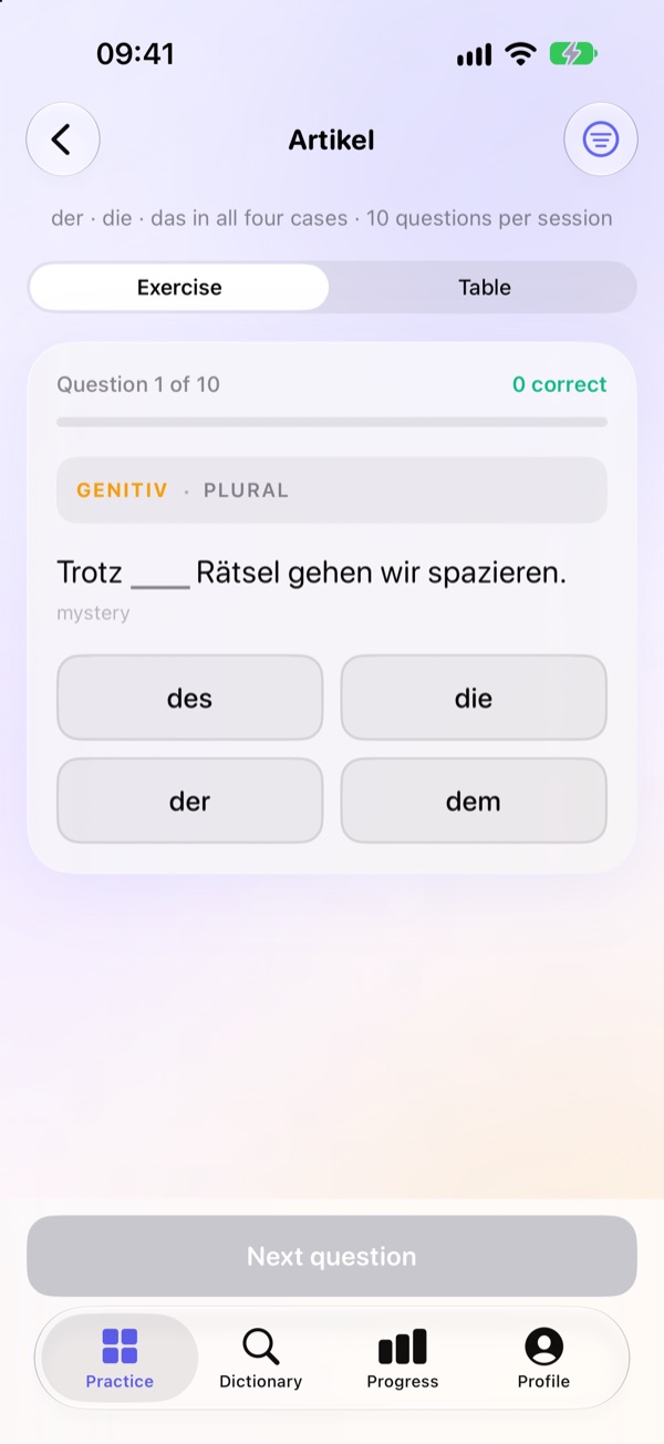 Artikel exercise